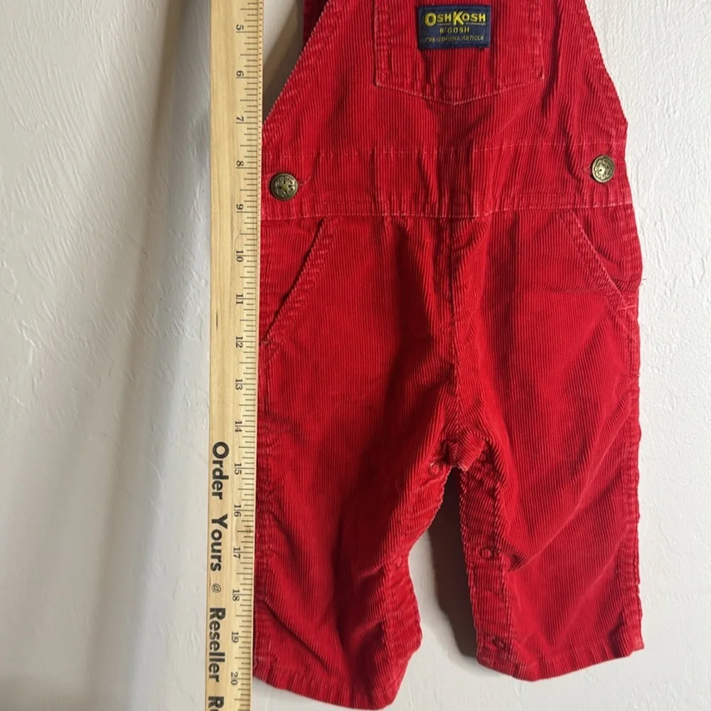 Vintage Oshkosh B'gosh Red Corduroy Overalls 5 months Vestbak, USA Made